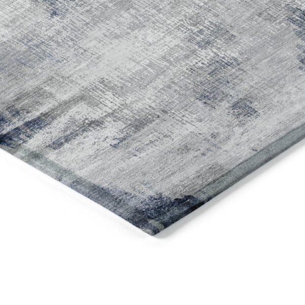 3' X 5' Gray Silver And Blue Abstract Washable Indoor Outdoor Area Rug