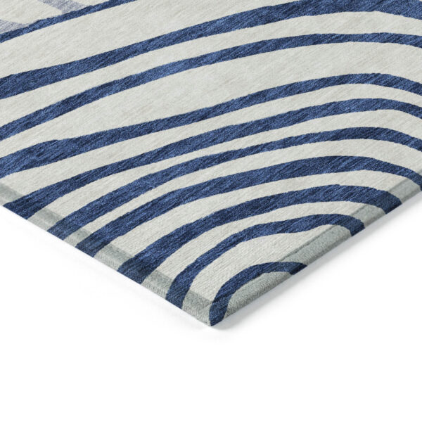 9' X 12' Ivory And Navy Blue Abstract Washable Indoor Outdoor Area Rug