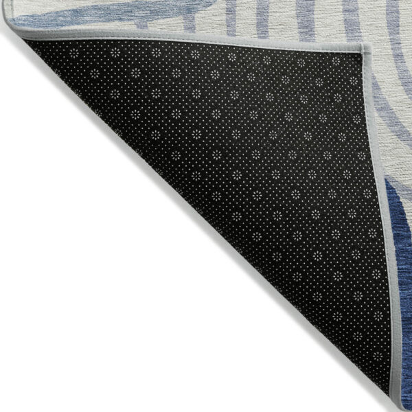 9' X 12' Ivory And Navy Blue Abstract Washable Indoor Outdoor Area Rug