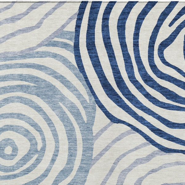 9' X 12' Ivory And Navy Blue Abstract Washable Indoor Outdoor Area Rug