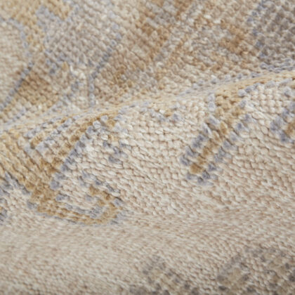 12' X 15' Ivory Tan And Blue Floral Hand Knotted Stain Resistant Area Rug