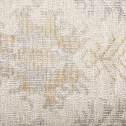 12' X 15' Ivory Tan And Blue Floral Hand Knotted Stain Resistant Area Rug