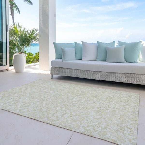 5' X 8' Tan And Beige Medallion Washable Indoor Outdoor Area Rug