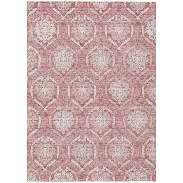 9' X 12' Pink Blush And Ivory Medallion Washable Indoor Outdoor Area Rug