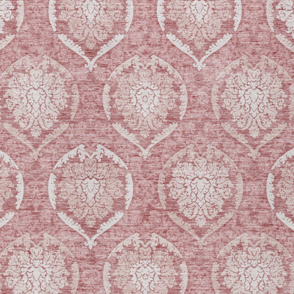 9' X 12' Pink Blush And Ivory Medallion Washable Indoor Outdoor Area Rug