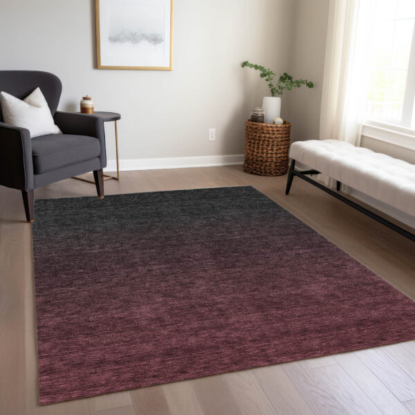 5' X 8' Merlot And Charcoal Abstract Washable Indoor Outdoor Area Rug