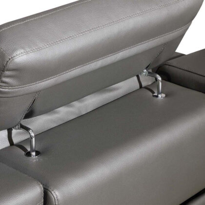 Gray Italian Leather Power Reclining U Shaped Five Piece Corner Sectional With Console