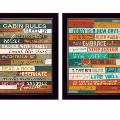 Set Of Two Wood Plank Black Framed Print Wall Art