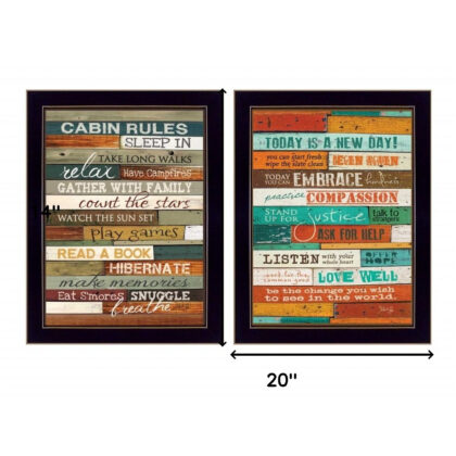Set Of Two Wood Plank Black Framed Print Wall Art