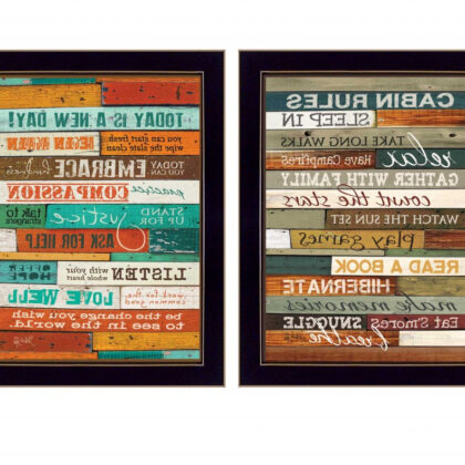 Set Of Two Wood Plank Black Framed Print Wall Art