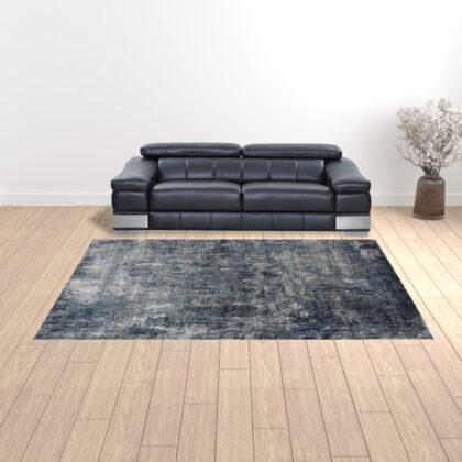 9' x 12' Gray and Orange Abstract Power Loom Area Rug