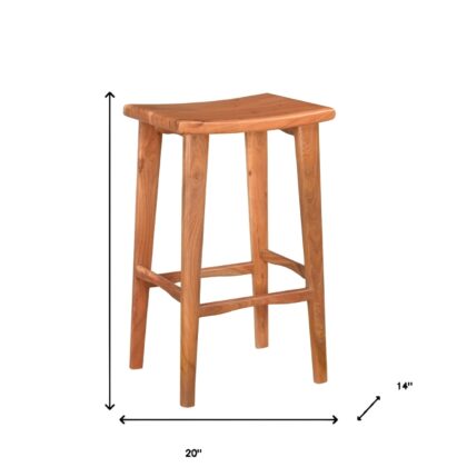 32" Brown Solid Wood Backless Counter Height Bar Chair