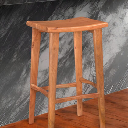 32" Brown Solid Wood Backless Counter Height Bar Chair