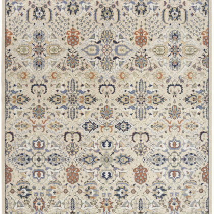 8' x 10' Green and Ivory Floral Power Loom Area Rug