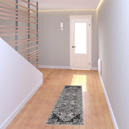 2' X 6' Gray Medallion Power Loom Runner Rug