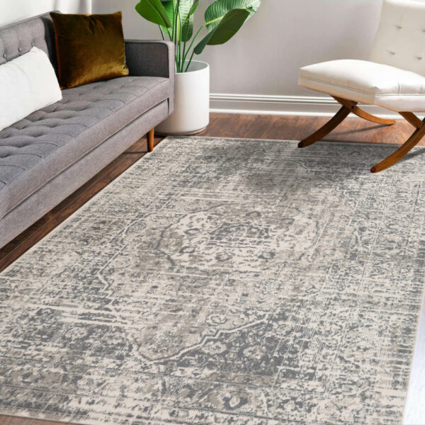 9' x 12' Gray Medallion Power Loom Area Rug