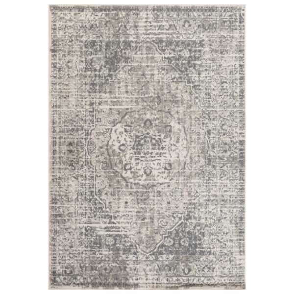 9' x 12' Gray Medallion Power Loom Area Rug