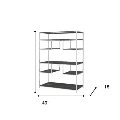Gray And Silver Metal Seven Tier Geometric Bookcase