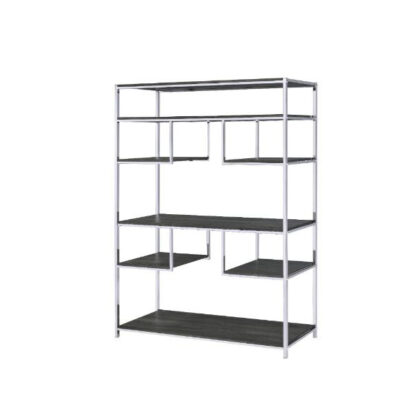 Gray And Silver Metal Seven Tier Geometric Bookcase
