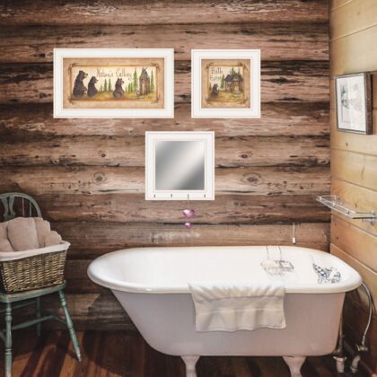 Set Of Three Nature Bath 1 White Framed Print Wall Art