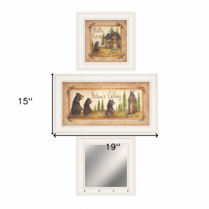 Set Of Three Nature Bath 1 White Framed Print Wall Art