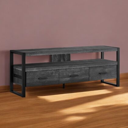 59" Black Cabinet Enclosed Storage TV Stand