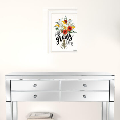 Love Grows Here 3 White Framed Print Wall Art