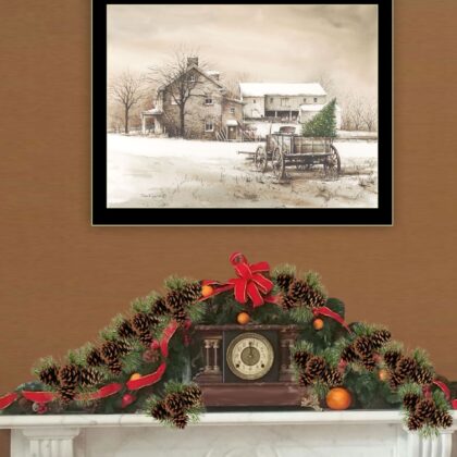 Bringing Home The Tree 3 Black Framed Print Wall Art