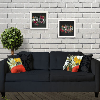 Set Of Two Cherish And Have Faith 3 White Framed Print Wall Art