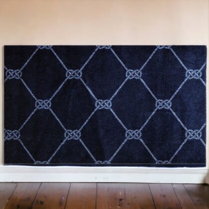 2' x 3' Navy Nautical Knots Washable Floor Mat