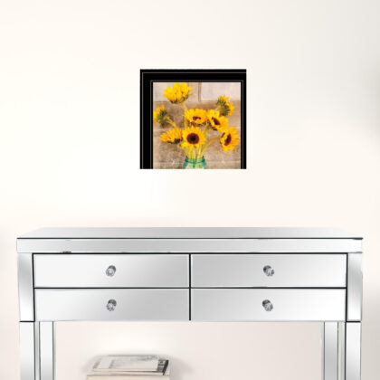 Set Of Two Vintage Country And Sunflowers 2 Black Framed Print Wall Art