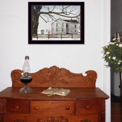 A Little Snow House 1 Black Framed Print Wall Art