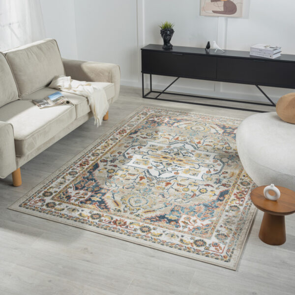 5' x 7' Ivory Abstract Area Rug