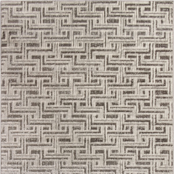 4' x 6' Gray Geometric Distressed Area Rug