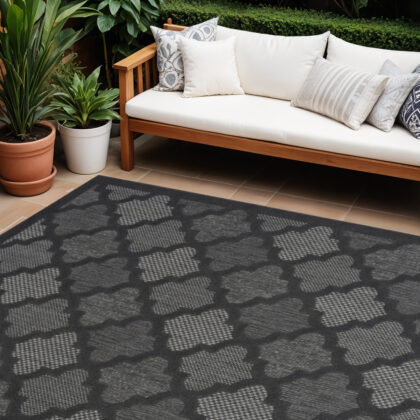 6' X 9' Charcoal and Gray Indoor Outdoor Area Rug