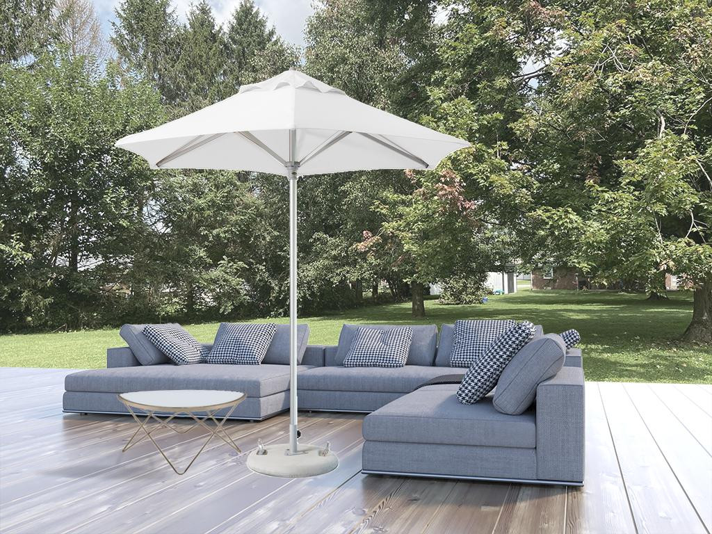 9' White Polyester Round Market Patio Umbrella - Image 3