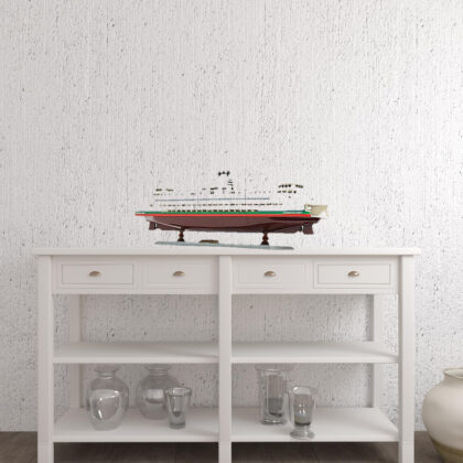 11" Brown and White Washington Ferry Boat Hand Painted Decorative Boat