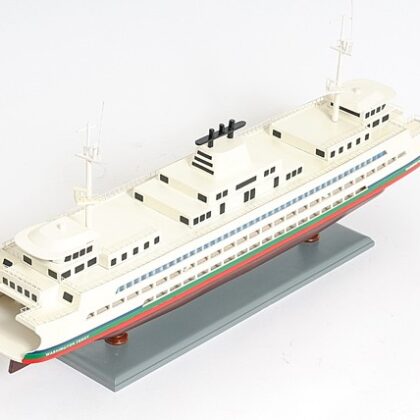 11" Brown and White Washington Ferry Boat Hand Painted Decorative Boat