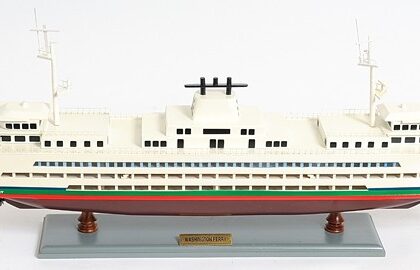 11" Brown and White Washington Ferry Boat Hand Painted Decorative Boat