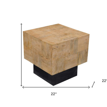 22" Black And Brown Solid Wood Square End Table