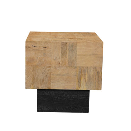22" Black And Brown Solid Wood Square End Table
