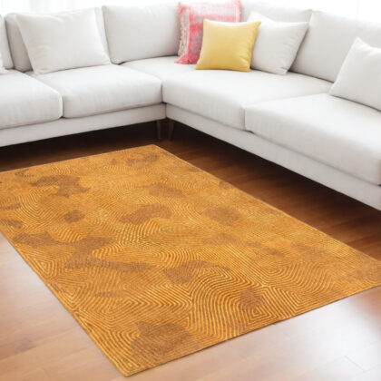 7' x 9' Yellow Abstract Non Skid Area Rug