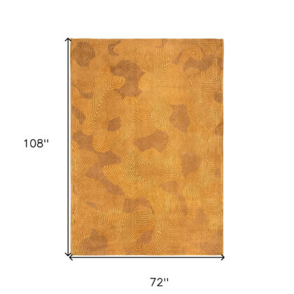 7' x 9' Yellow Abstract Non Skid Area Rug