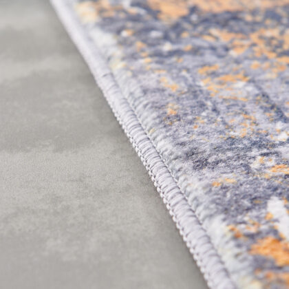 6' x 9' Blue and Silver Abstract Shag Printed Washable Non Skid Area Rug