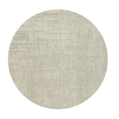 8' Gray and Beige Round Abstract Non Skid Area Rug