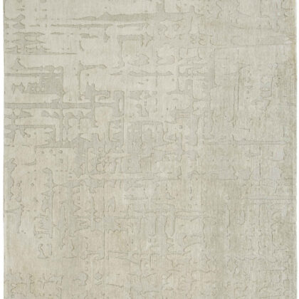 8' Gray and Beige Round Abstract Non Skid Area Rug