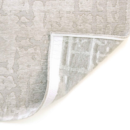 8' Gray and Beige Round Abstract Non Skid Area Rug