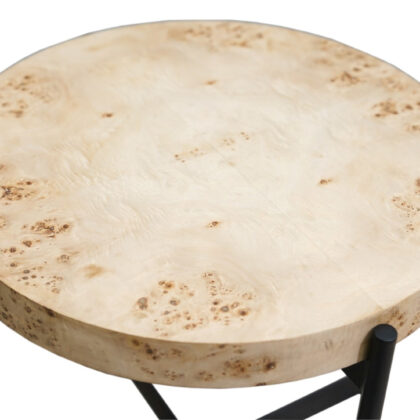 22" Black And Brown Wood And Metal Round End Table
