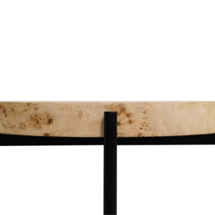 22" Black And Brown Wood And Metal Round End Table