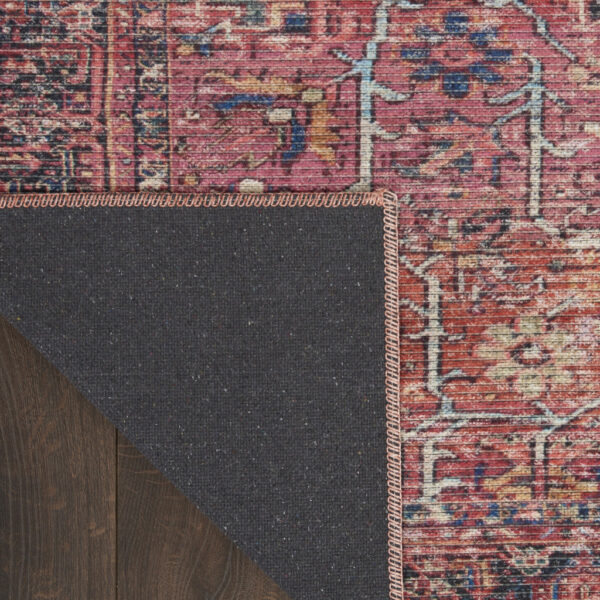 8' X 10' Red Floral Power Loom Distressed Area Rug